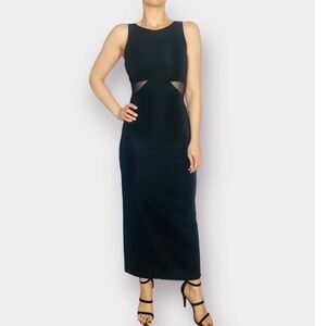 All That Jazz Vintage‎ 90s Black Mesh Cutout Sleeveless Maxi Dress Medium Y2K